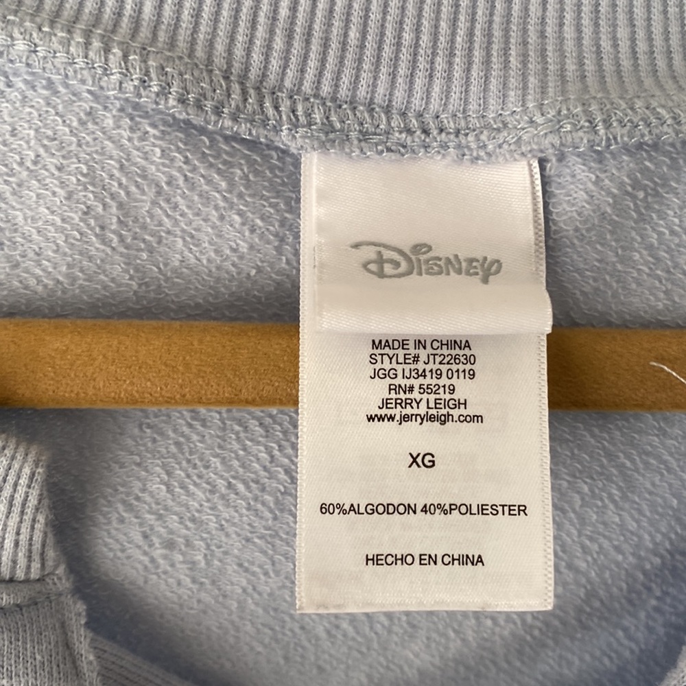 Stitch Disney sweatshirt lace-up v-neck distressed look graphic.Dusty light blue - Picture 2 of 4